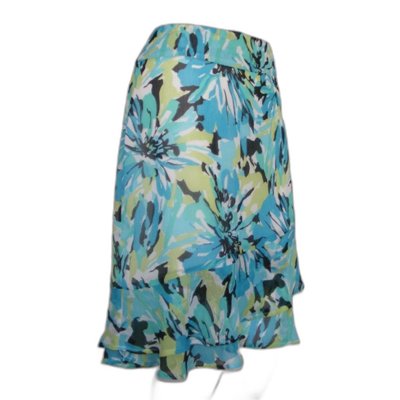 CATO Skirt, 6, Floral, ruffled hem, Side zip, Colorful, Blues/black/yellow - Picture 2 of 11